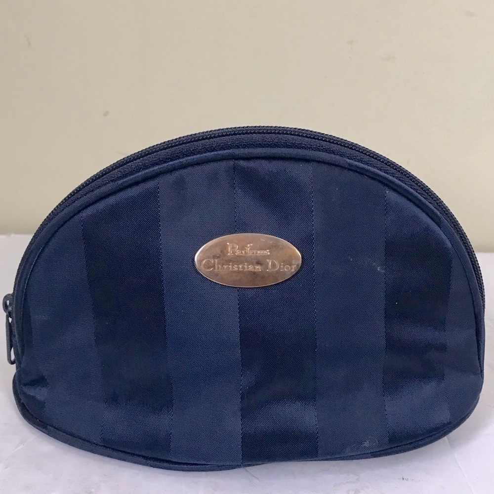 Christian Dior Vintage New Dome Bag Make Up Bag Clutch Zipper Fabric Wallet Logo
